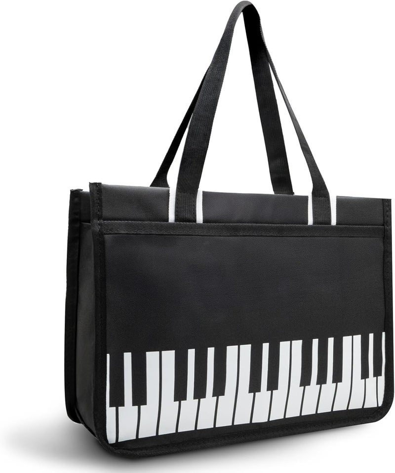 BestSounds Piano Bag, Zipper Waterproof Oxford Cloth Music Piano Accessories Book Bag Tote for Students Kids, Girls, Women, Gifts for Music Lovers Musicians (Black) - Image 1